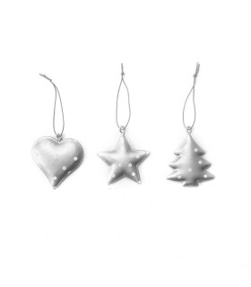 Adorno de Navidad de Metal Plateado con Lunares 5 cm x 12 Alparamis