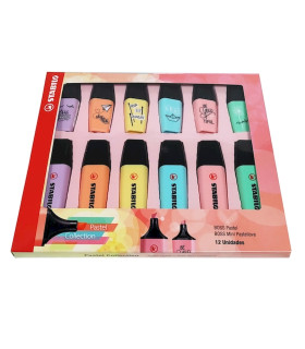 Caja de 6 Resaltadores y 6 Mini Resaltadores Boss Pastel de Stabilo