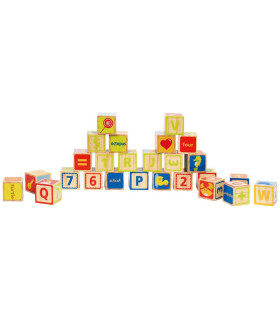 Cubos de Madera ABC Letras y Números Hape