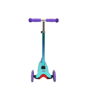 Monopatín de Aluminio Rocker Mini de 3 Ruedas Turquesa y Violeta