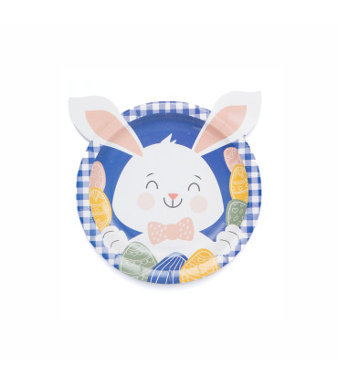 Plato de Cartón Animalitos Conejo Azul x 6