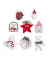Adorno Navideño de Tela y Madera Rojo y Blanco 19 cm Alparamis
