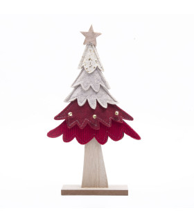 Adorno de Pino Navideño de Madera y Tela 39 cm Alparamis