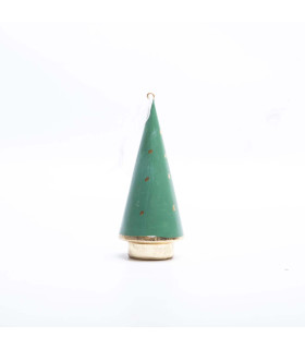 Adorno de Pino con Copos Verde 12 cm Alparamis