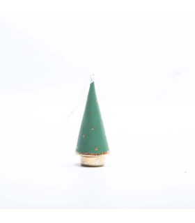 Adorno de Pino con Copos Verde 10 cm Alparamis
