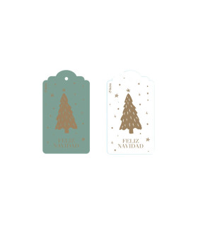 12 Paquetes de 8 Tags Navideños Stamping Rosa Verde y Azules