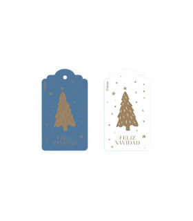 12 Paquetes de 8 Tags Navideños Stamping Rosa Verde y Azules