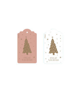 12 Paquetes de 8 Tags Navideños Stamping Rosa Verde y Azules