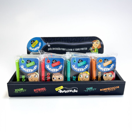 Exhibidor con los 32 libros de la colección Abremente Pocket