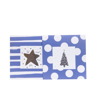 Tarjetas Stamping Rayas y Lunares Azules - PACK x 12