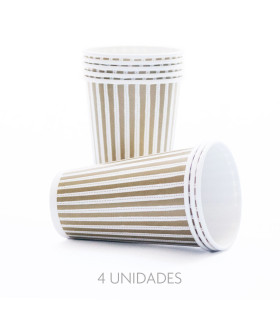 12 Paquetes de 8 Vasos Navidad Clásica Dorada