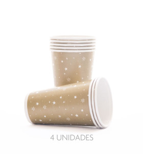 12 Paquetes de 8 Vasos Navidad Clásica Dorada