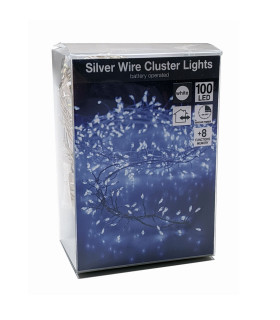 100 Luces LED Frías en Racimos con Cable Metálico Alparamis