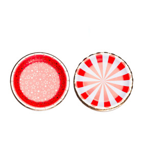 12 Paquetes de 8 Platos de Navidad Rojos
