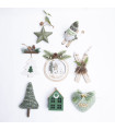 Adorno Navideño de Tela y Madera Verde y Natural 11 cm Alparamis