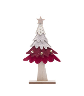 Adorno de Pino Navideño de Madera y Tela 28 cm Alparamis