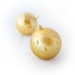 Set de 6 Bolas Perladas y Mate con Glitter de 8 cm Doradas Alparamis