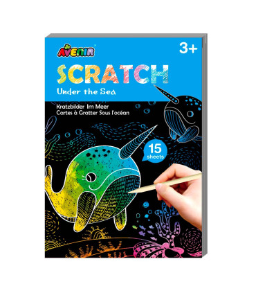 Mini Libros Scratch A6 24 Pz en 6 Diseños con Exhibidor Avenir
