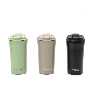 Vaso Térmico 500 ml Doble con Tapa y Sorbete Thermos Negro