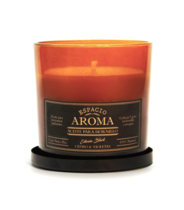 Vela de Soja Aromática 250 g Línea Black Cedro y Violetas Espacio Aroma