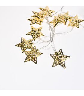 Guirnalda de 10 Estrellas LED 4 cm Doradas Alparamis Guirnalda de 10 Estrellas LED 4 cm Doradas Alparamis