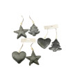 Adornos Navideños Colgantes de Tela 17 cm x 2 Gris Alparamis