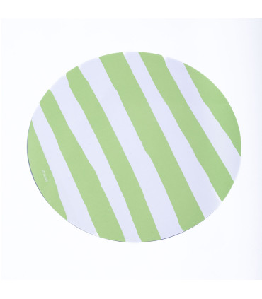 12 Paquetes de 10 Platos de Sitio Rayas y Hojas Verde Manzana