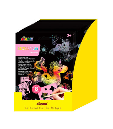 Scratch con Stencils 24 Pz en 4 Diseños con Exhibidor Avenir