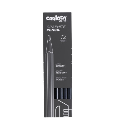 Lápices de Grafito 4B Graphite Carioca Plus x 12