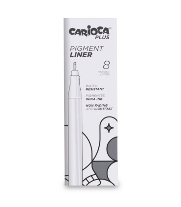 Marcadores Negros de Trazo 0.8 mm Pigment Liner Carioca Plus x 8