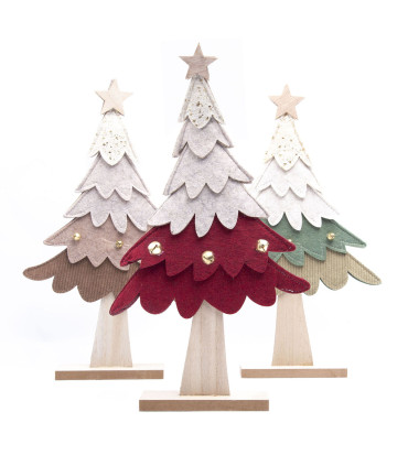 Adorno de Pino Navideño de Madera y Tela 39 cm Alparamis