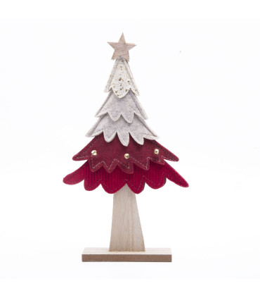 Adorno de Pino Navideño de Madera y Tela 39 cm Alparamis