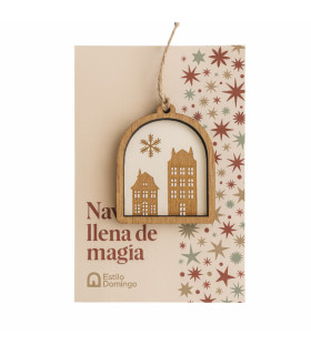 Adorno para Colgar de Madera Aldea Navideña 10 cm