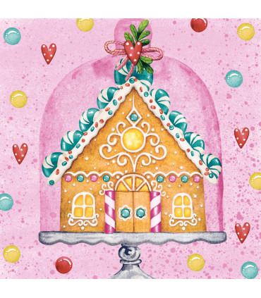 Servilletas 33 x 33 cm Gingerbread House Xmas