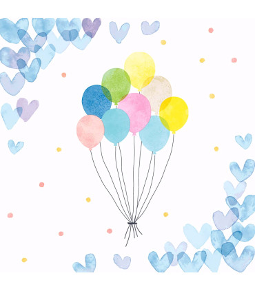 Servilletas 33 x 33 cm Hearts Balloons