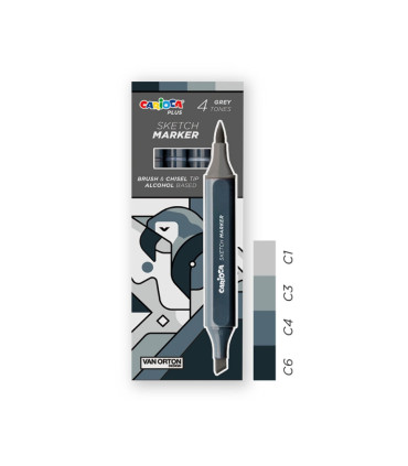Marcadores Sketch Doble Punta Carioca Plus x 4 Gris