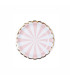 Plato de Cartón con Stamping Ruleta Blanco y Rosa x 8