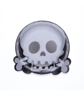 Platos de Cartón Calavera de Halloween x 8 Platos de Cartón Calavera de Halloween x 8