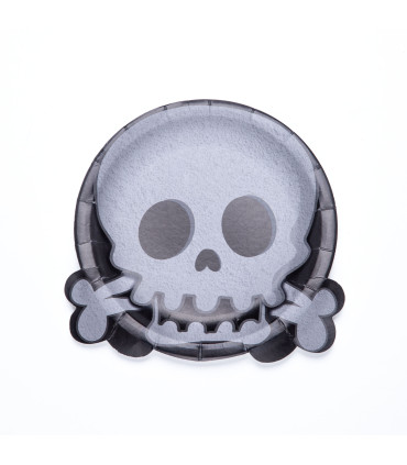 Platos de Cartón Calavera de Halloween x 8