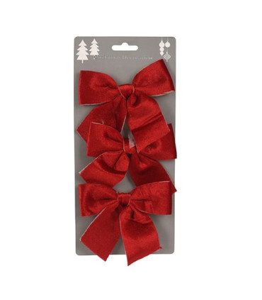 Set de 3 Moños de Terciopelo Rojo 10 cm Alparamis