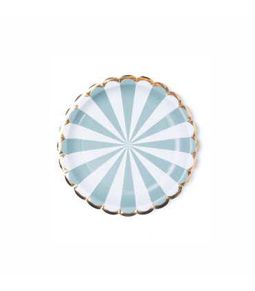 Plato de Cartón con Stamping Ruleta Blanco y Verde x 8