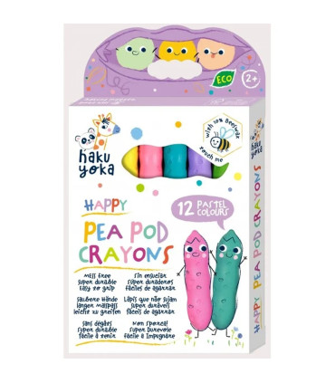 Crayones Happy Pea Pod Colores Pastel Haku Yoka x 12 con Exhibidor