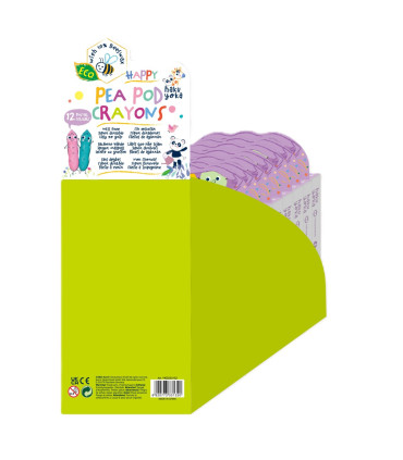 Crayones Happy Pea Pod Colores Pastel Haku Yoka x 12 con Exhibidor