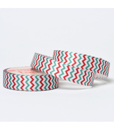 Cinta Fun Tape ZigZag Verde y Roja 1.5 cm x 5 metros