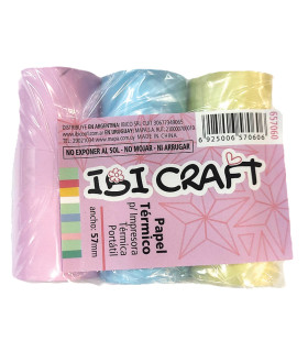 Papel Colores Pastel para Impresora Térmica x 3 rollos de 4.5 m Ibicraft Papel Colores Pastel para Impresora Térmica x 3 rollos de 4.5 m Ibicraft