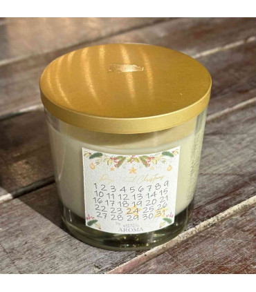 Vela Aromática Navideña de Soja 250 g Manzana y Canela Tapa Dorada Espacio Aroma