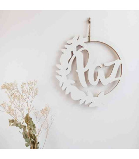 Corona Navideña de Madera Paz 40 cm Corona Navideña de Madera Paz 40 cm