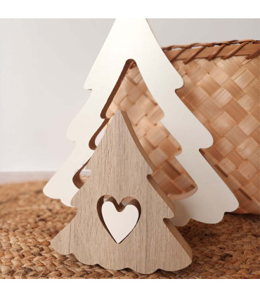 Adorno Pinos y Corazón de Madera Encastrables 25 cm