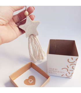 Mini Borla Estrella de Madera Mini Borla Estrella de Madera