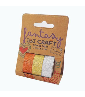 Washi Tape Box 3 Rollos de 5 m Glitter Ibicraft Washi Tape Box 3 Rollos de 5 m Glitter Ibicraft